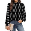 image:imageWIHOLL Long Sleeve Shirts for Women Mock Neck Tops Pleated Front Blouses Dressy Casual Spring Fall Clothes 2026 Fashion04  Black Polka Dot