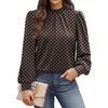 image:imageWIHOLL Long Sleeve Shirts for Women Mock Neck Tops Pleated Front Blouses Dressy Casual Spring Fall Clothes 2026 Fashion04  Brown Polka Dot