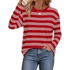 image:imageWIHOLL Long Sleeve Shirts for Women Stripe Tops Loose Oversized Fall OutfitRed White