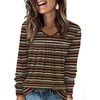 image:imageWIHOLL Long Sleeve Shirts for Women V Neck Lightweight Sweaters Casual Tunic Tops Outfits Fall Fashion Clothes 202611  Orange Stripes
