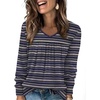 image:imageWIHOLL Long Sleeve Shirts for Women V Neck Lightweight Sweaters Casual Tunic Tops Outfits Fall Fashion Clothes 202612  Purple Blue Stripes
