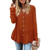 image:imageWIHOLL Long Sleeve Tops Shirts for Women Babydoll V Neck Buttons Ruffle Tunic Tops Blouses