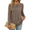 image:imageWIHOLL Long Sleeve Tunic Tops for Women Fashion T Shirts for Girls Curved Hem Coffee XL