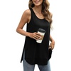 image:imageWIHOLL Loose Fit Tank Tops for Women Scoop Neck Summer Side Split Sleeveless Shirts 2026 FashionAblack