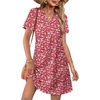 image:imageWIHOLL Summer Dresses for Women Casual V Neck Wedding Guest Dress Hawaiian Midi Dress Fashion Beach Vacation Clothes2redwhite Floral