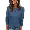 image:imageWIHOLL Sweaters for Women Crewneck Crochet Tops Long Sleeve 2026 Fall Winter Outfits Fashion ClothingBlue