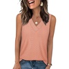 image:imageWIHOLL Tank Top for Women Summer Outfits V Neck T Shirts Trendy Eyelet Sleeveless Basic Beach Vacation Clothes2coral