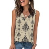 image:imageWIHOLL Tank Top for Women Summer Outfits V Neck T Shirts Trendy Eyelet Sleeveless Basic Beach Vacation ClothesBeige Ethnic Floral