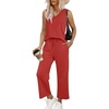 image:imageWIHOLL Two Piece Set for Women Summer Outfits Vacation Trendy Lounge Sets V Neck Matching SetsRed