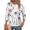 image:imageWIHOLL Womens 34 Length Sleeve Tops Crewneck Ruched Summer Shirts 2026 Business Casual Outfits Blouses Spring Clothes07  Floral White