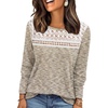 image:imageWIHOLL Womens Lace Long Sleeve Shirts Fall Tops Fashion Dressy Casual Lightweight Sweaters Mesh Clothes Trendy Waffle KnitKfantasy Khaki