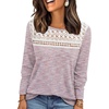 image:imageWIHOLL Womens Lace Long Sleeve Shirts Fall Tops Fashion Dressy Casual Lightweight Sweaters Mesh Clothes Trendy Waffle KnitKfantasy Pink