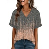 image:imageWIHOLL Womens Oversized V Neck Tshirts Plus Size Summer Tops 2026 Short Rolled Sleeve Shirts Dressy Casual Blouses S4XLPrint 01