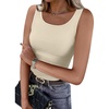 image:imageWIHOLL Womens Ribbed Tank Tops 2025 Summer Scoop Neck Slim Fitted Tops Casual Basic Knit Sleeveless ShirtsCsand