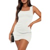 image:imageWIHOLL Womens Summer Mini Dress Graduation Party Club Cocktail Outfits Sleeveless Square Neck Bodycon Dresses01white