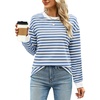 image:imageWIHOLL Womens Tunic Tops Long Sleeve Striped Shirts Crewneck Tops
