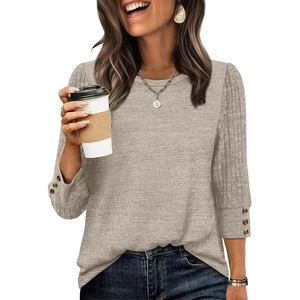 image:imageWIHOLL 34 Length Sleeve Womens Tops Sweaters Shirts Lightweight Spring Outfits 2026 Winter Clothing S2XL01khaki