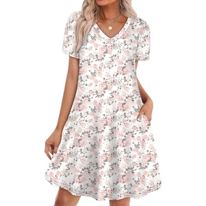image:imageWIHOLL Boho Summer Dresses for Women Casual Loose T Shirt Dress with Pockets Beach Vacation Outfits S4XL05pink Floral