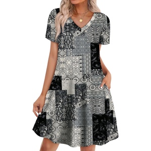 image:imageWIHOLL Boho Summer Dresses for Women Casual Loose T Shirt Dress with Pockets Beach Vacation Outfits S4XL06boho Black