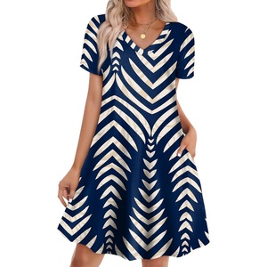 image:imageWIHOLL Boho Summer Dresses for Women Casual Loose T Shirt Dress with Pockets Beach Vacation Outfits S4XL06navy Print