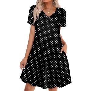 image:imageWIHOLL Boho Summer Dresses for Women Casual Loose T Shirt Dress with Pockets Beach Vacation Outfits S4XL06polka Dot