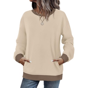 image:imageWIHOLL Crewneck Sweatshirts Women Pockets Long Sleeve Tops Fall FashionApricot Coffee