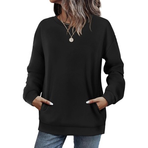 image:imageWIHOLL Crewneck Sweatshirts Women Pockets Long Sleeve Tops Fall FashionBlack