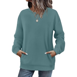 image:imageWIHOLL Crewneck Sweatshirts Women Pockets Long Sleeve Tops Fall FashionCadet Blue