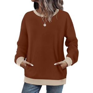 image:imageWIHOLL Crewneck Sweatshirts Women Pockets Long Sleeve Tops Fall FashionCaramel Apricot