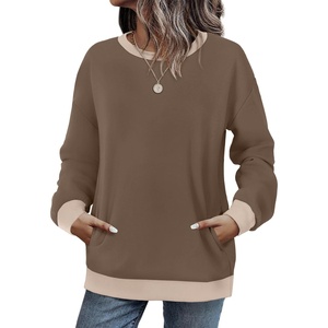 image:imageWIHOLL Crewneck Sweatshirts Women Pockets Long Sleeve Tops Fall FashionCoffee Beige
