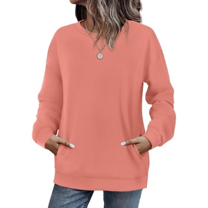 image:imageWIHOLL Crewneck Sweatshirts Women Pockets Long Sleeve Tops Fall FashionCoral