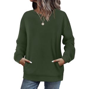 image:imageWIHOLL Crewneck Sweatshirts Women Pockets Long Sleeve Tops Fall FashionGreen