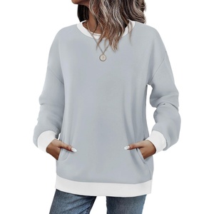 image:imageWIHOLL Crewneck Sweatshirts Women Pockets Long Sleeve Tops Fall FashionGrey White