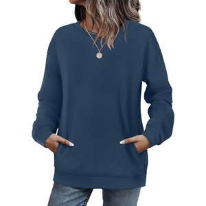 image:imageWIHOLL Crewneck Sweatshirts Women Pockets Long Sleeve Tops Fall FashionNavy