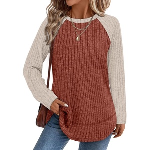 image:imageWIHOLL Long Sleeve Shirts for Women Fall Sweaters Lightweight Trendy Tops1paneled Apricot Caramel
