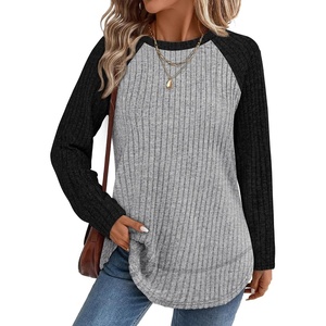 image:imageWIHOLL Long Sleeve Shirts for Women Fall Sweaters Lightweight Trendy Tops1paneled Black Grey