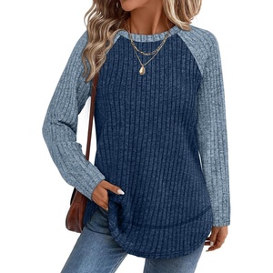 image:imageWIHOLL Long Sleeve Shirts for Women Fall Sweaters Lightweight Trendy Tops1paneled Blue Navy