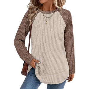 image:imageWIHOLL Long Sleeve Shirts for Women Fall Sweaters Lightweight Trendy Tops1paneled Brown Apricot