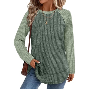 image:imageWIHOLL Long Sleeve Shirts for Women Fall Sweaters Lightweight Trendy Tops1paneled Lime Green
