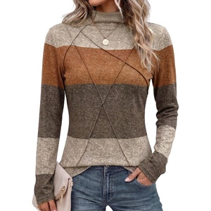 image:imageWIHOLL Long Sleeve Shirts for Women Fall Tops Casual OutfitsBrown Stripe