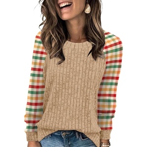 image:imageWIHOLL Long Sleeve Shirts for Women Lightweight Sweaters Fall Outfits 2026 Color Block Winter Clothing Dressy Casual Soft08red Yellow Plaid