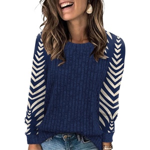 image:imageWIHOLL Long Sleeve Shirts for Women Lightweight Sweaters Fall Outfits 2026 Color Block Winter Clothing Dressy Casual SoftBlue Apricot
