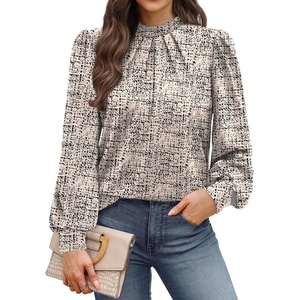 image:imageWIHOLL Long Sleeve Shirts for Women Mock Neck Tops Pleated Front Blouses Dressy Casual Spring Fall Clothes 2026 Fashion03  Beige Black