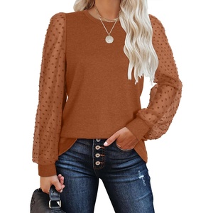 image:imageWIHOLL Long Sleeve Shirts for Women Tops Tunic Fall Trendy Crew Neck ClothesAcaramel Orange