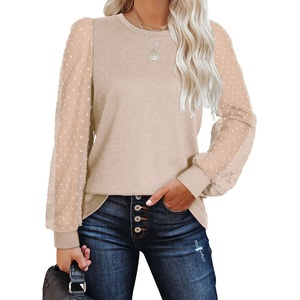 image:imageWIHOLL Long Sleeve Shirts for Women Tops Tunic Fall Trendy Crew Neck ClothesBeige