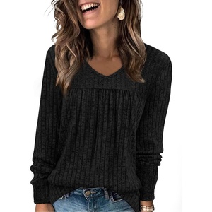 image:imageWIHOLL Long Sleeve Shirts for Women V Neck Lightweight Sweaters Casual Tunic Tops Outfits Fall Fashion Clothes 202604  Black