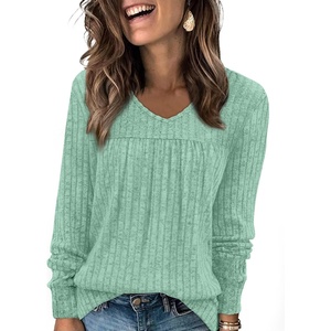 image:imageWIHOLL Long Sleeve Shirts for Women V Neck Lightweight Sweaters Casual Tunic Tops Outfits Fall Fashion Clothes 202609  Sage Green