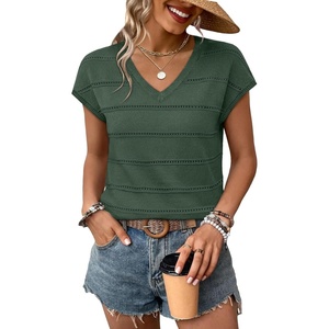 image:imageWIHOLL Short Sleeve Sweater for Women V Neck Trendy Summer Tops 2026 Spring Fashion Clothing Business Casual OutfitsGrey Green