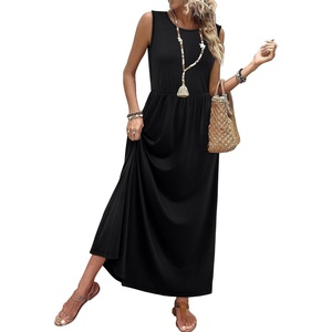 image:imageWIHOLL Summer Dresses for Women 2026 Maxi Dresses Long Flowy A Line Sleeveless Sundresses with PocketsBlack