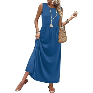 image:imageWIHOLL Summer Dresses for Women 2026 Maxi Dresses Long Flowy A Line Sleeveless Sundresses with PocketsBlue